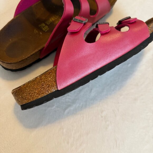 SIZE 39 8 N Birkenstock Florida Birko-Flor Pink 3 Strap Sandals - Picture 4 of 9